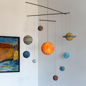 Größeres Sonnensystem Planetenmobile, hängendes Modell der Sonne und Planeten, Planetenposter fürs Kinderzimmer, Sonnensystem in Bewegung