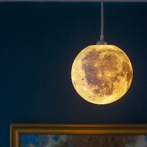 3D Printed Moonlight Masterpiece for your home, Realistic Texture, Celestial lighting, Space decor, Hanging Lamp