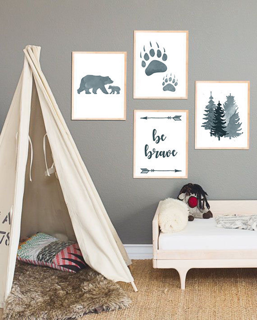 Woodland Animals Printable Nursery Art, Nursery Wall Art, Set of 4