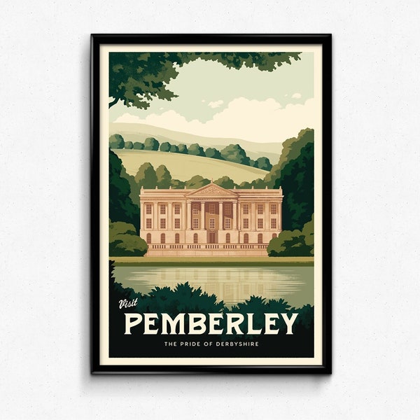 Poster di viaggio Pemberley - Orgoglio e pregiudizio - Regalo di arredamento con stampa poster minimalista