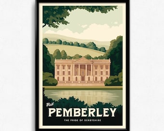 Pemberley Travel Poster - Pride & Prejudice - Minimalist Poster Print Decor Gift