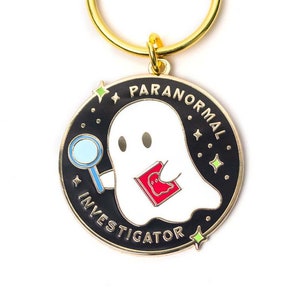 Paranormal Investigator Keychain - Ghost Enamel Charm - Cute Keyring Gift