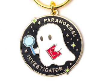 Paranormal Investigator Keychain - Ghost Enamel Charm - Cute Keyring Gift