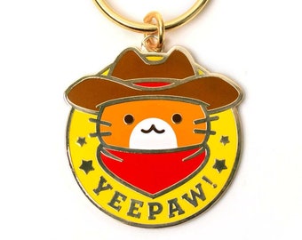 Yeepaw! Cowboy Cat - Enamel Charm - Cute Keyring Gift