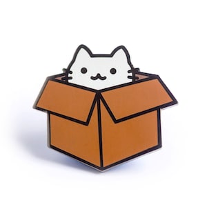 Box Cat Hard Enamel Pin Cute Lapel Pin Gift Stocking Stuffer image 3