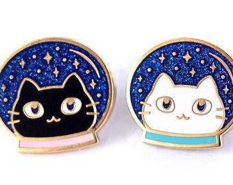 Space Cats - Cute Hard Enamel Pins - Lapel Pin Gift Stocking Stuffer