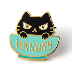 Hangry Cat - Hard Enamel Pin - Cute Lapel Pin Gift