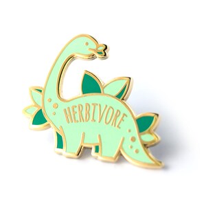 Herbivore Hard Enamel Pin Brontosaurus Dinosaur Cute Lapel Pin Gift image 2