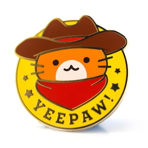 Pfote! Cowboy Katze - Hard Enamel Pin - Süße Anstecknadel Geschenk