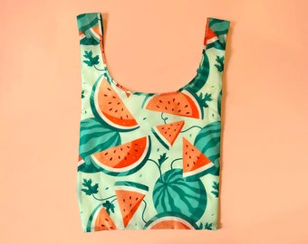 Watermelon Reusable Shopping Bag - Eco-friendly Foldable Grocery Tote - Beach Summer Pool Bag