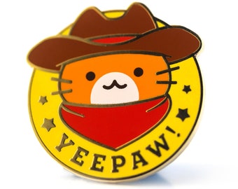 Yeepaw! Cowboy Cat - Hard Enamel Pin - Cute Lapel Pin Gift