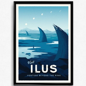 Póster de viaje de Ilus: póster retro de ciencia ficción espacial, decoración, regalo