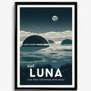 Luna Reise Poster - Mond Sci fi Weltraum Retro Poster Druck Dekor Geschenk