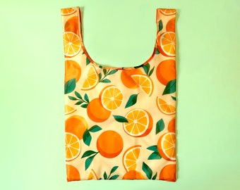 Orange Grove Reusable Shopping Bag - Eco-friendly Foldable Grocery Tote - Beach Summer Pool Bag