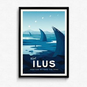 Ilus Travel Poster - Sci fi Space Retro Poster Print Decor Gift