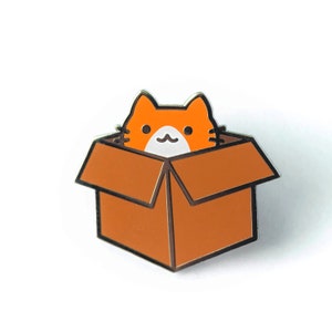 Box Cat Hard Enamel Pin Cute Lapel Pin Gift Stocking Stuffer image 7