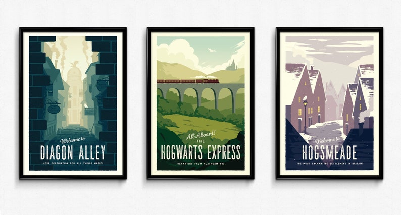 Magic Retro Travel Posters Set of 3 Bundle Vintage Poster image 0