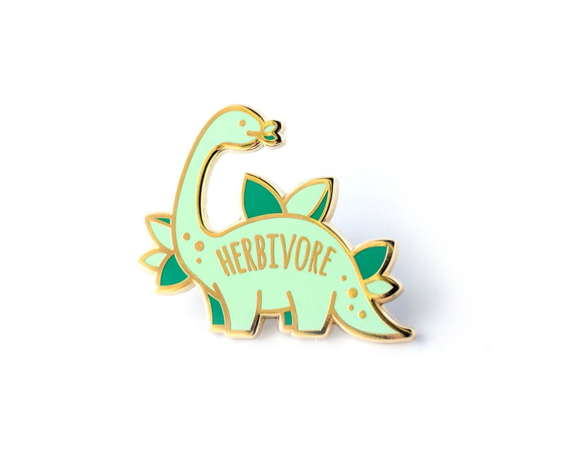 Herbivore Hard Enamel Pin Brontosaurus Dinosaur Cute Lapel Pin Gift image 1