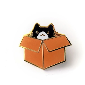 Box Cat Hard Enamel Pin Cute Lapel Pin Gift Stocking Stuffer image 4