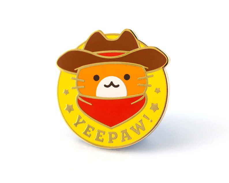 Yeepaw Cowboy Cat Hard Enamel Pin Cute Lapel Pin Gift image 2