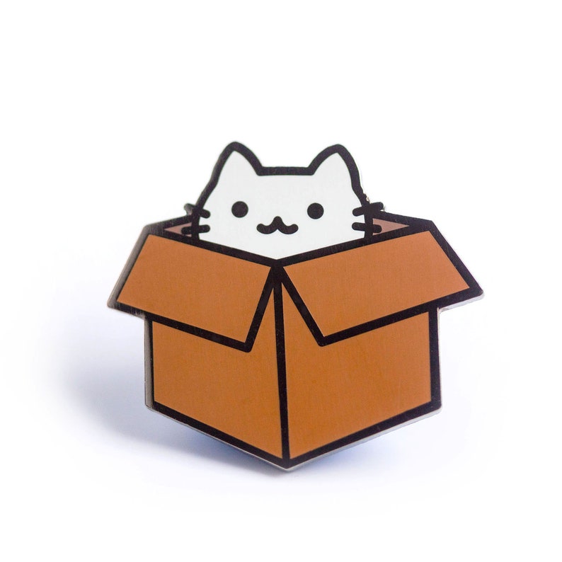 Box Cat Hard Enamel Pin Cute Lapel Pin Gift Stocking Stuffer image 3