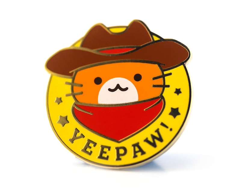 Yeepaw Cowboy Cat Hard Enamel Pin Cute Lapel Pin Gift image 1