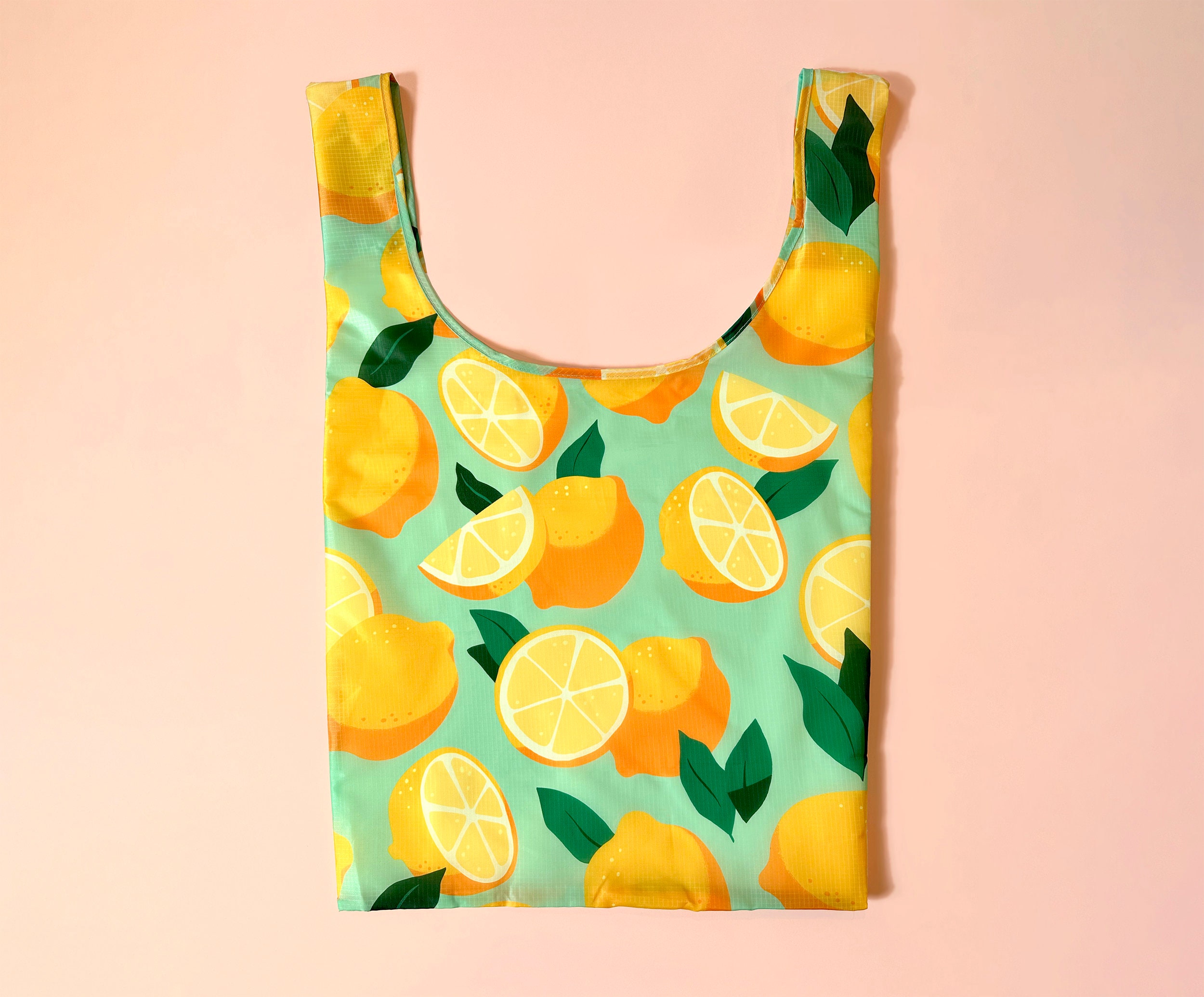 Lemon Citrus Reusable Shopping Bag - Eco-friendly Foldable Grocery Tote - Beach Summer Pool Bag
