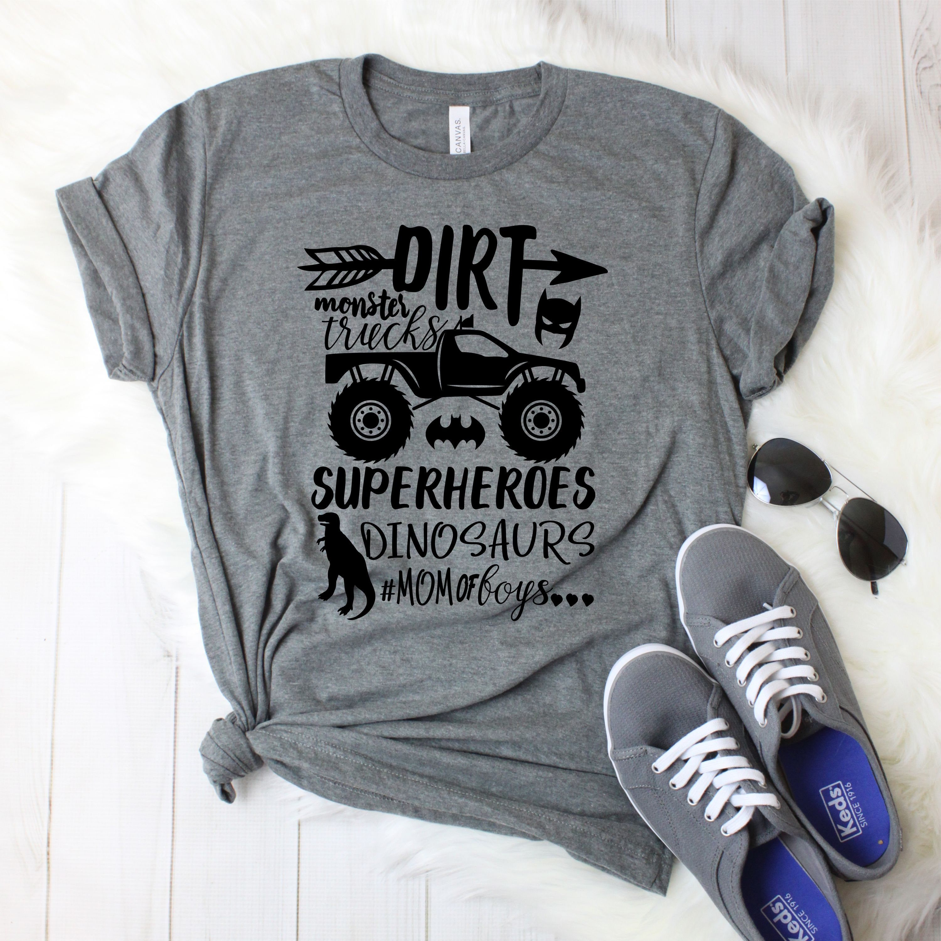 Dirt Trucks Dinosaurs Superheroes T Shirt For Mom Of Boys Dirt Trucks Dinosaurs Superheroes T Shirt For Mom Of Boys