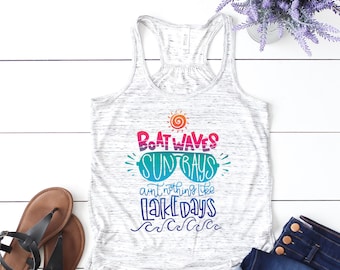 Boat Waves Sun Rays Lake Days Tank Top. Flowy Racerback Tank Top. Lake Tank Top.