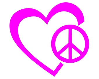 Heart with Peace Sign Vinyl Decal