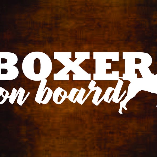 Boxer on Board vinyl decal sticker dog car truck window laptop glass