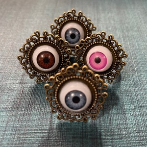 Eyeball Collection - Rings - Small, Brass, Filigree