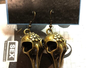Dangle Earrings - Bird Skulls