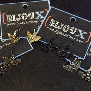 Dangle Earrings - Deaths Head Moth