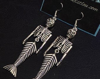 Dangle Earrings - Skelly Mermaid