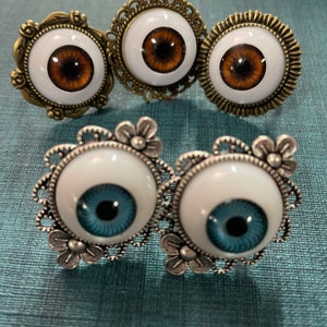 Eyeball Collection - Rings - Large, Brass/Silver, With or Without Lashes