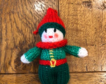 Knitted elf christmas tree decoration