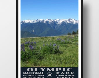 Olympic National Park Poster | Vintage WPA Style Travel Poster | 8" x 10" to 24" x 36" | Made in USA | Free Shipping