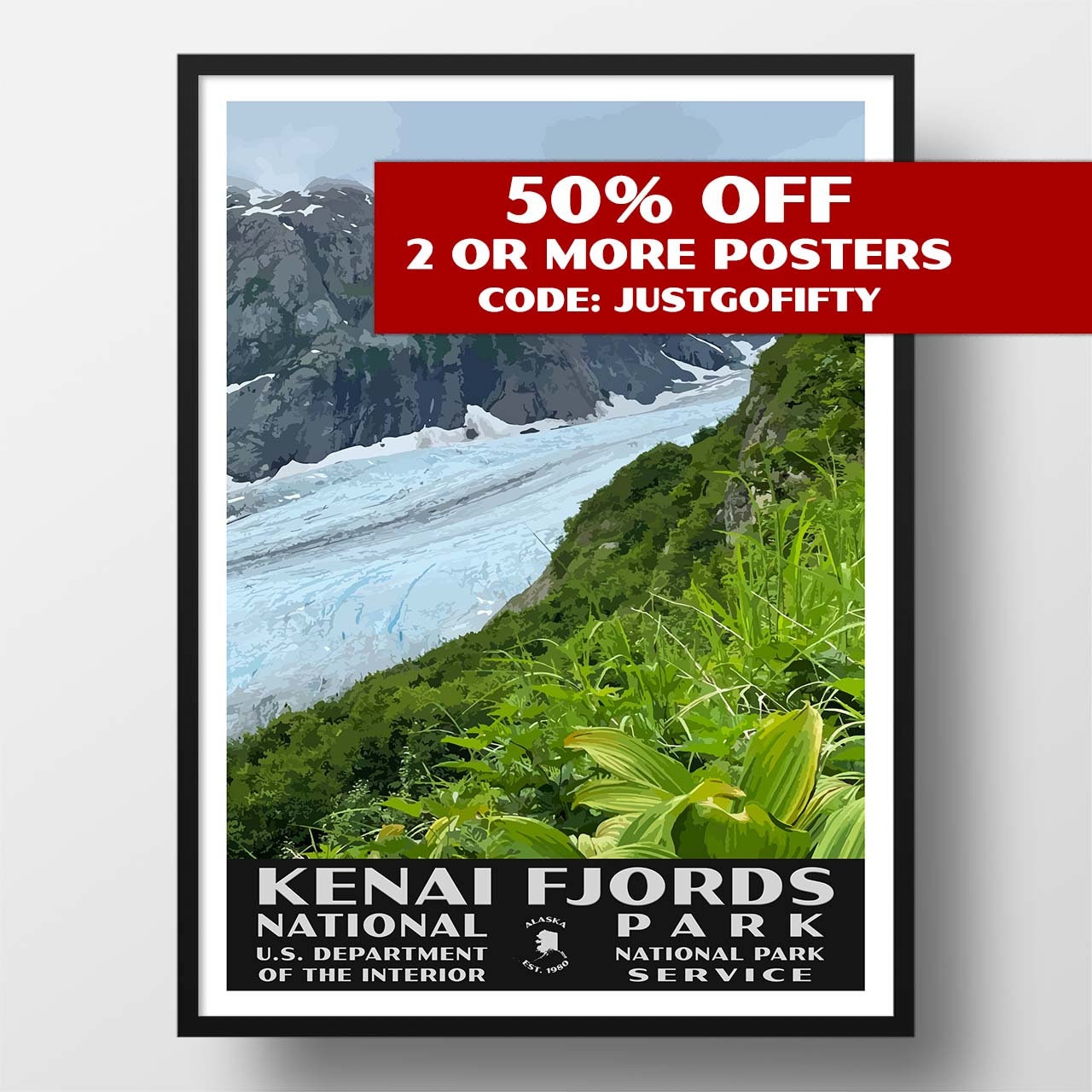 Kenai Fjords National Park Poster Vintage WPA Style Travel - Etsy