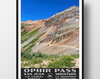Ophir Pass Poster | Vintage WPA Style Travel Poster | 8" x 10" to 24" x 36" | Made in USA | Free Shipping