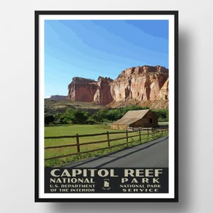 Capitol Reef National Park Poster | Vintage WPA Style Travel Poster | 8&quot; x 10&quot; to 24&quot; x 36&quot; | Made in USA | Free Shipping