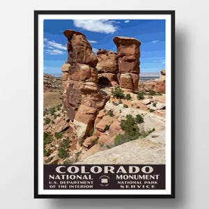 Colorado National Monument Poster | Vintage WPA Style Travel Poster | 8&quot; x 10&quot; to 24&quot; x 36&quot; | Made in USA | Free Shipping