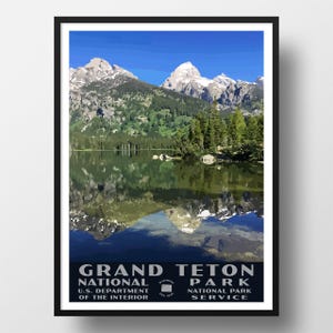 Grand Teton National Park Poster | Vintage WPA Style Travel Poster | 8&quot; x 10&quot; to 24&quot; x 36&quot; | Made in USA | Free Shipping