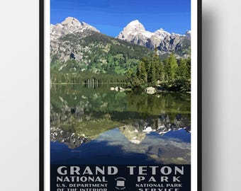 Grand Teton National Park Poster | Vintage WPA Style Travel Poster | 8" x 10" to 24" x 36" | Made in USA | Free Shipping