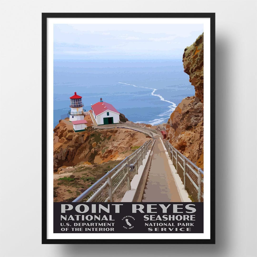 Point Reyes Poster Point Reyes National Seashore Poster | Vintage WPA Style Travel Poster ...