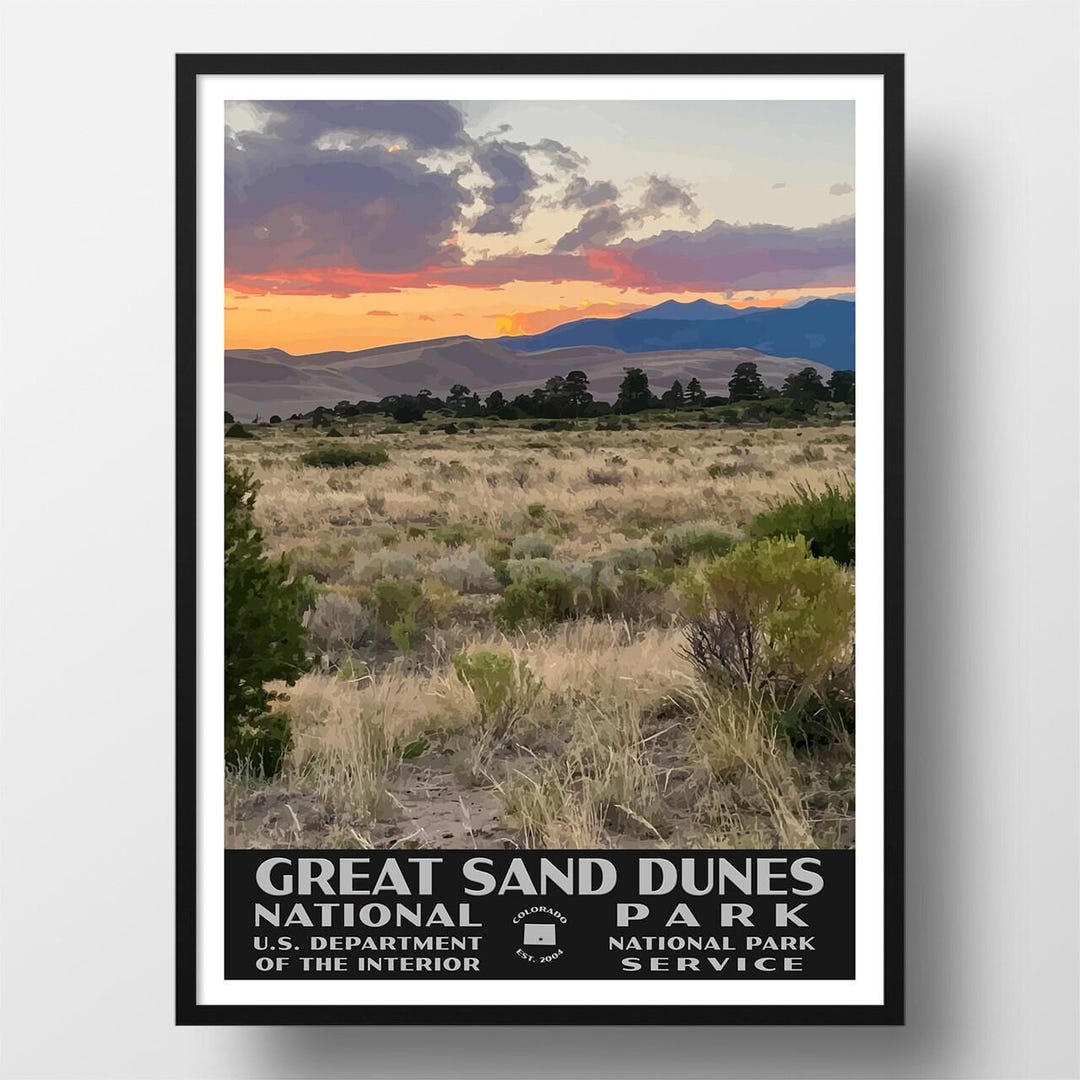 Great Sand Dunes National Park Poster | Vintage WPA Style Travel Poster ...
