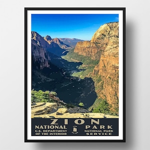 Zion National Park Poster | Vintage WPA Style Travel Poster | 8&quot; x 10&quot; to 24&quot; x 36&quot; | Made in USA | Free Shipping