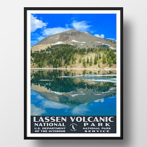 Lassen National Park Poster | Vintage WPA Style Travel Poster | 8&quot; x 10&quot; to 24&quot; x 36&quot; | Made in USA | Free Shipping