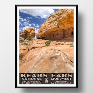 Bears Ears National Monument Poster | Vintage WPA Style Travel Poster | 8&quot; x 10&quot; to 24&quot; x 36&quot; | Made in USA | Free Shipping