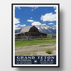 Grand Teton National Park Poster | Vintage WPA Style Travel Poster | 8&quot; x 10&quot; to 24&quot; x 36&quot; | Made in USA | Free Shipping